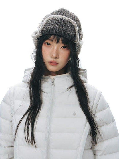 NAPSNAPS Detachable Sleeve Hooded Ribbed Women&
