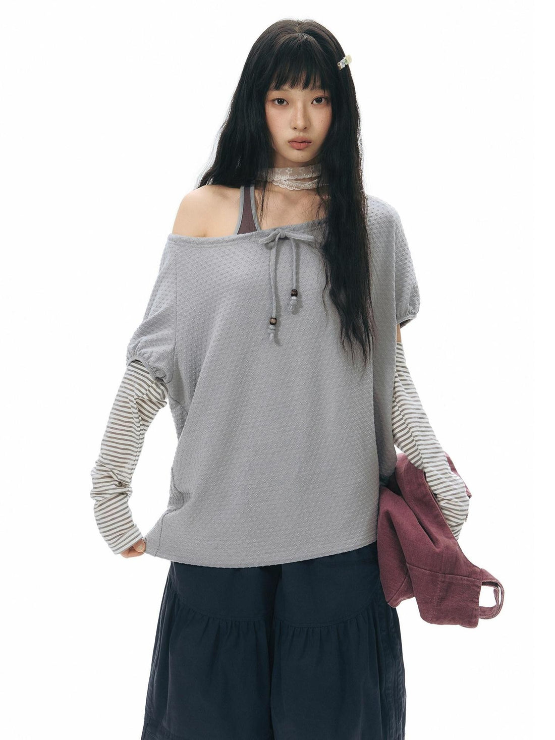 NAPSNAPS Detachable Sleeves Drawstring Women&