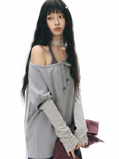 NAPSNAPS Detachable Sleeves Drawstring Women&