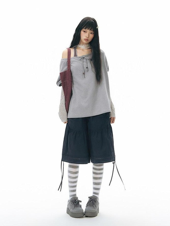 NAPSNAPS Detachable Sleeves Drawstring Women&