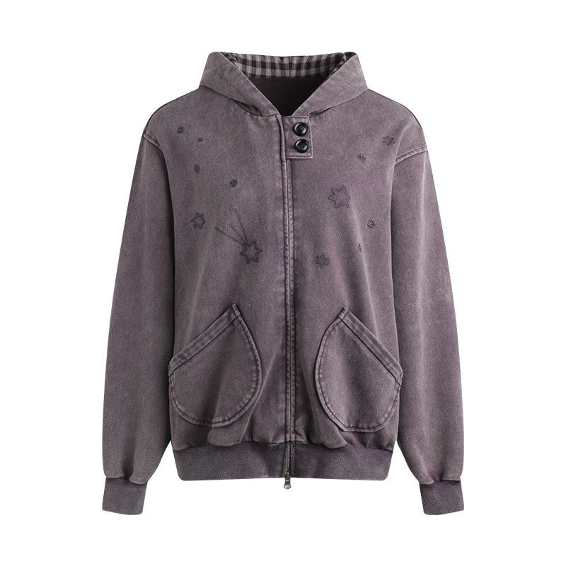 NAPSNAPS_Distressed_Colorblock_Six_Point_Star_Embroidery_Zip_Women&