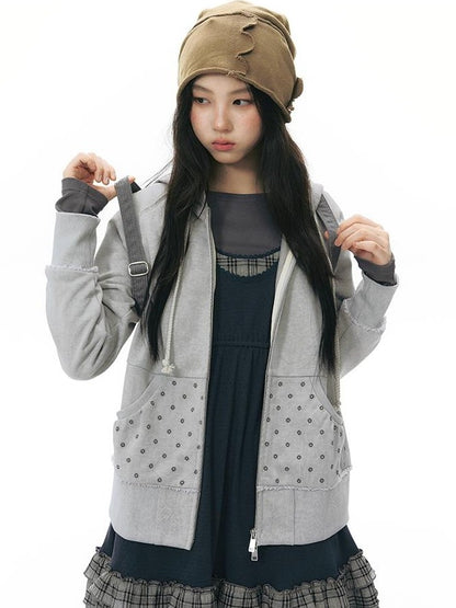 NAPSNAPS Distressed Geo Print Raw Edge Raglan Women&