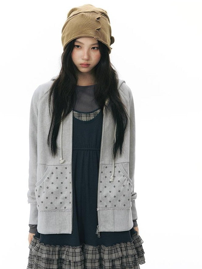 NAPSNAPS Distressed Geo Print Raw Edge Raglan Women&