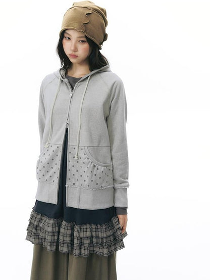 NAPSNAPS Distressed Geo Print Raw Edge Raglan Women&
