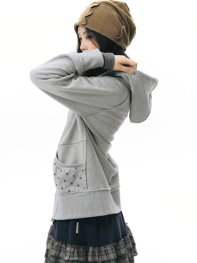 NAPSNAPS Distressed Geo Print Raw Edge Raglan Women&