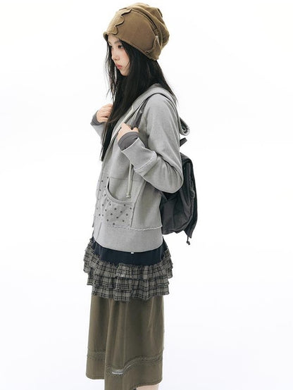 NAPSNAPS Distressed Geo Print Raw Edge Raglan Women&