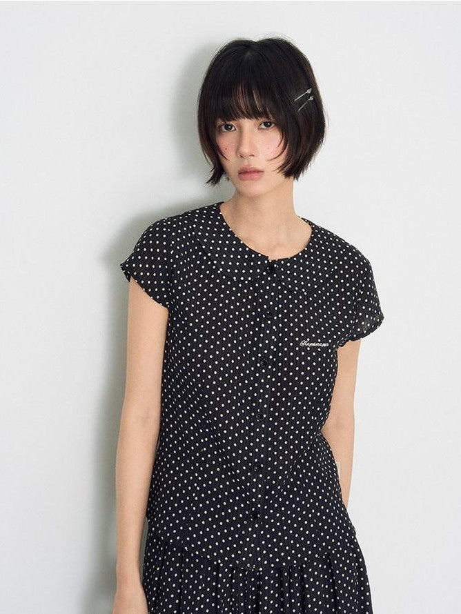 NAPSNAPS Doll Collar Embroidered Polka Dot Women&