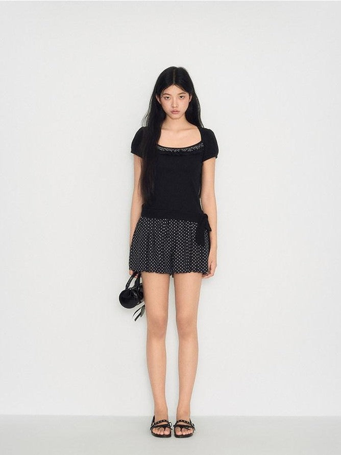 NAPSNAPS Doll Collar Embroidered Polka Dot Women&
