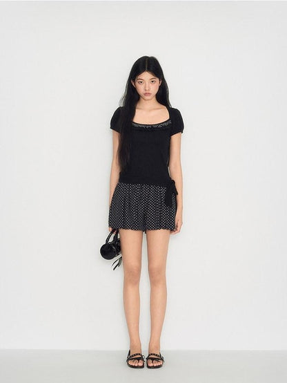 NAPSNAPS Doll Collar Embroidered Polka Dot Women&