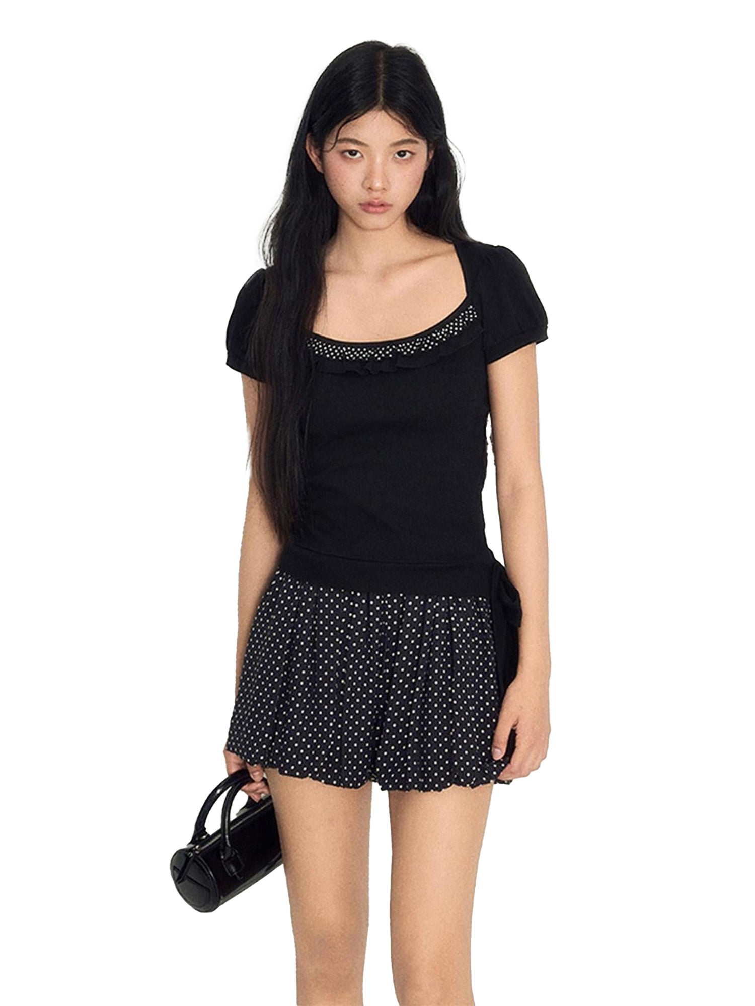 NAPSNAPS Doll Collar Embroidered Polka Dot Women&