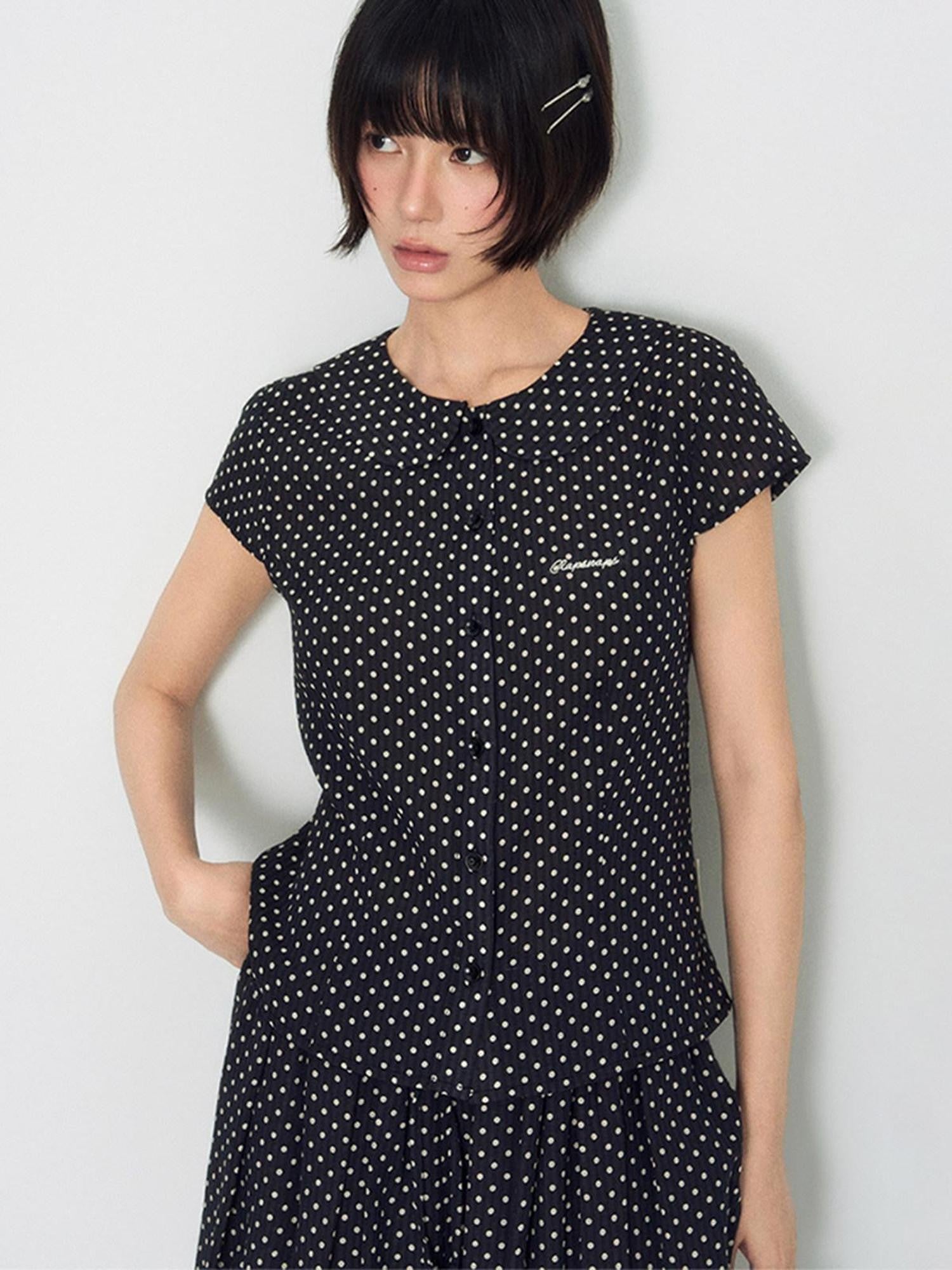 NAPSNAPS Doll Collar Embroidered Polka Dot Women&