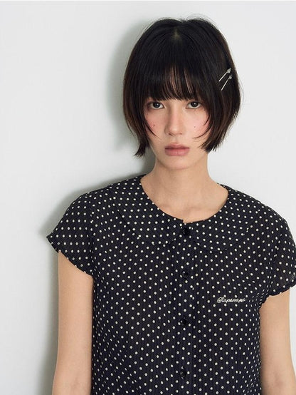 NAPSNAPS Doll Collar Embroidered Polka Dot Women&