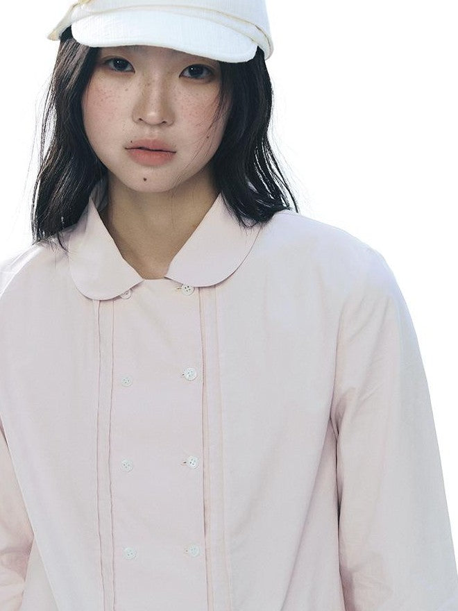 NAPSNAPS Double Breasted Peter Pan Collar Straight Cotton Women&