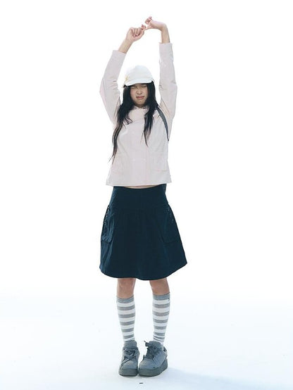 NAPSNAPS Double Breasted Peter Pan Collar Straight Cotton Women&