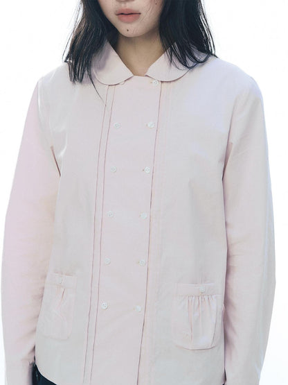 NAPSNAPS Double Breasted Peter Pan Collar Straight Cotton Women&