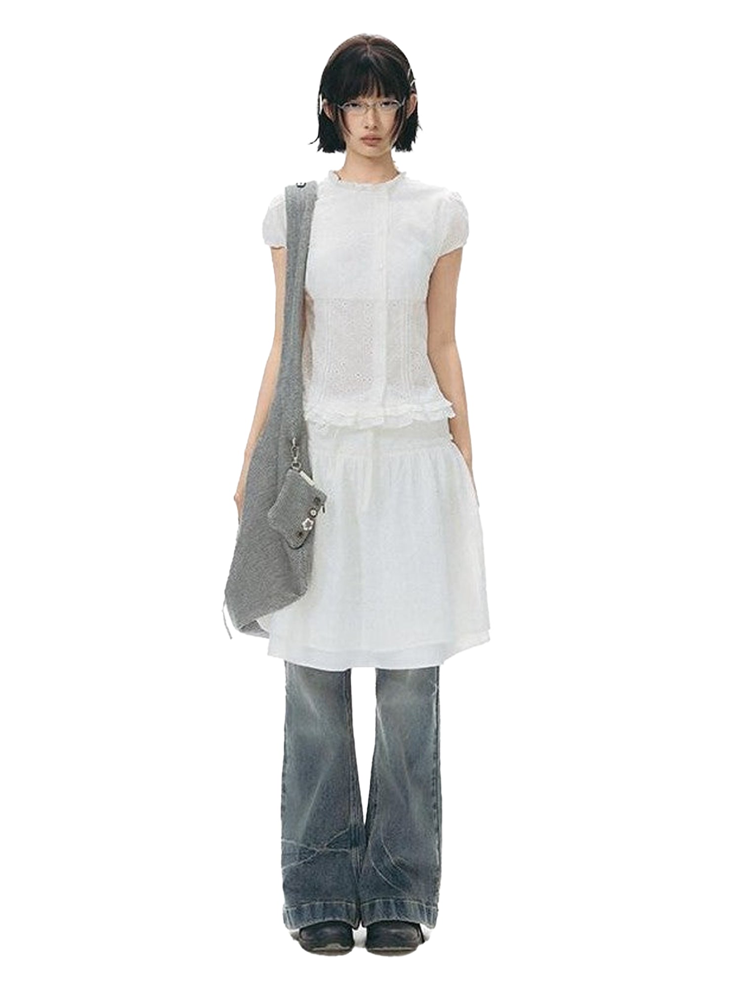 NAPSNAPS Double Layer Pleated Drawstring A Line Women&