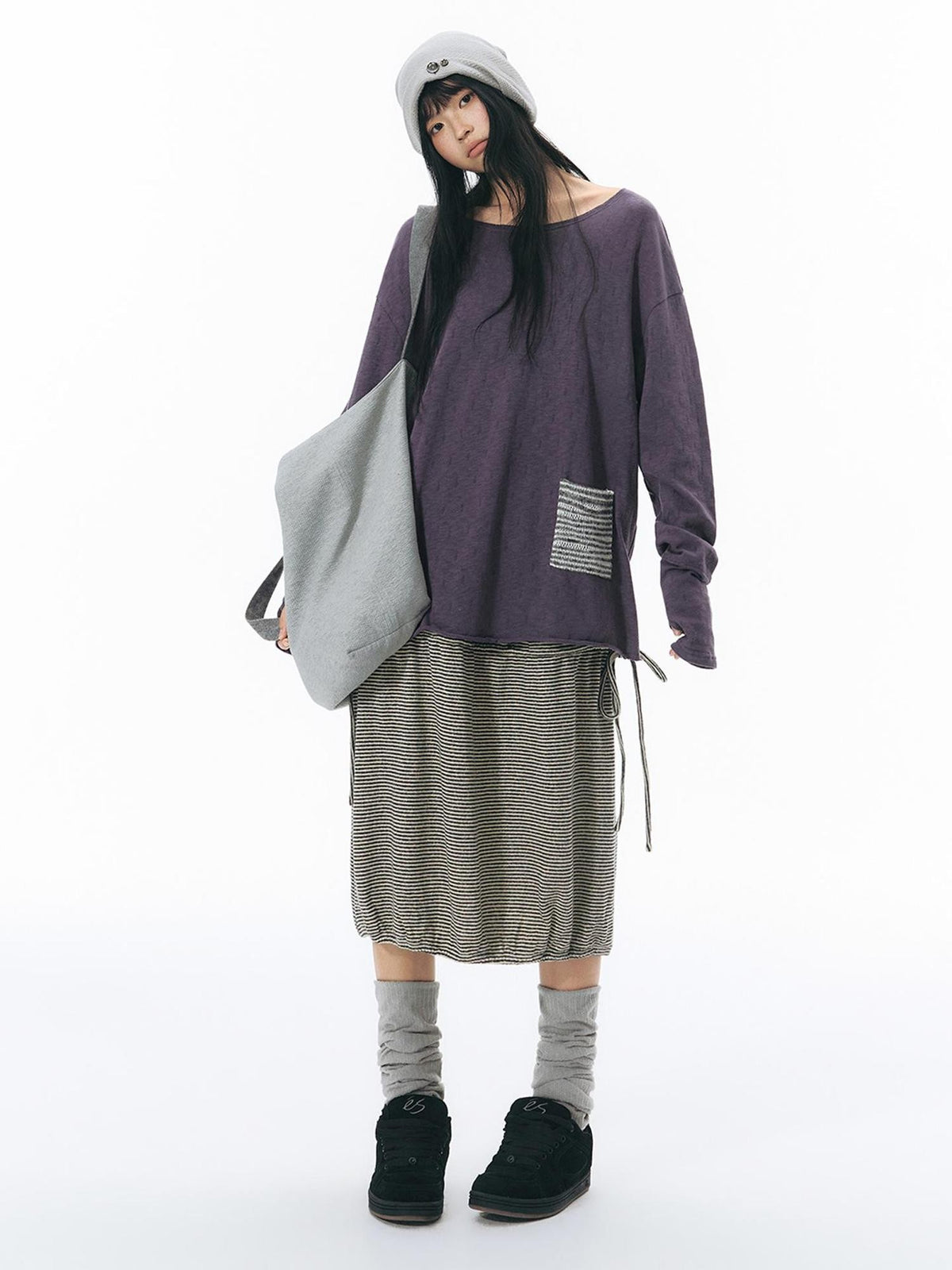 NAPSNAPS Drawstring Split Loose Fit Cotton Women&