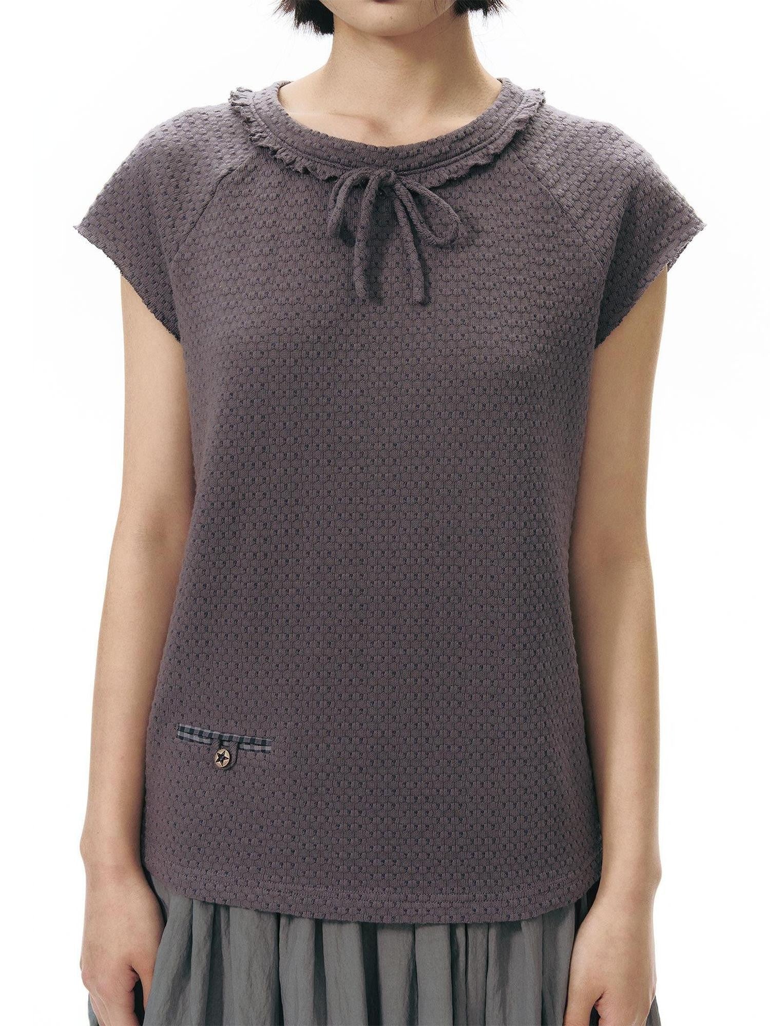 NAPSNAPS Dusty Purple Lace Tie Neck Raglan Women&