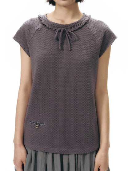 NAPSNAPS Dusty Purple Lace Tie Neck Raglan Women&