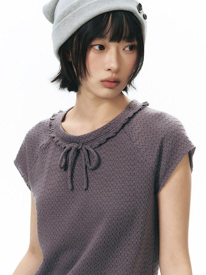 NAPSNAPS Dusty Purple Lace Tie Neck Raglan Women&