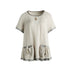 NAPSNAPS Embroidered Patchwork Loose Raglan Crewneck Women&