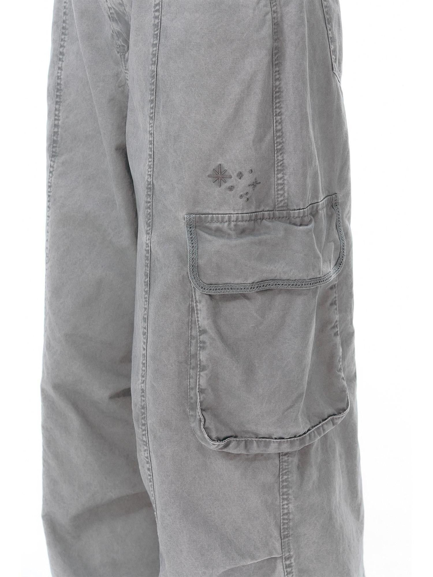 NAPSNAPS Embroidered Pocket Low Rise Wide Leg Women&