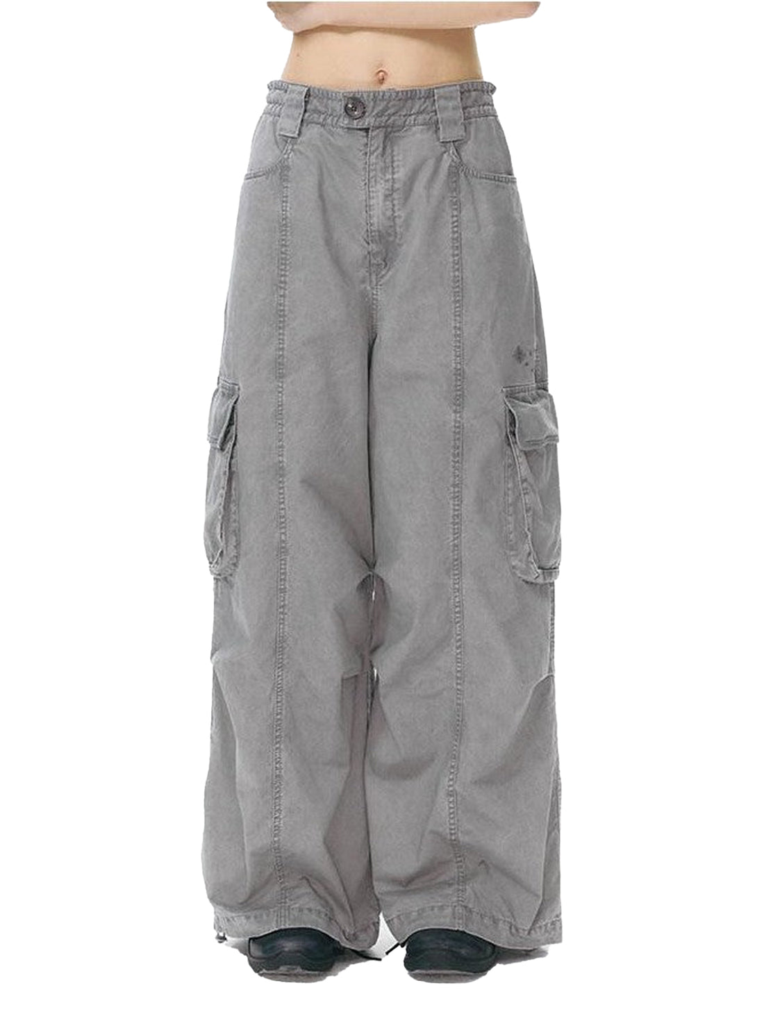 NAPSNAPS Embroidered Pocket Low Rise Wide Leg Women&