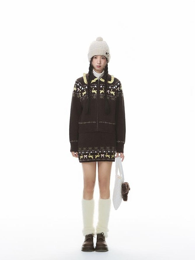 NAPSNAPS Fair Isle Bunny Knit Cardigan Women&