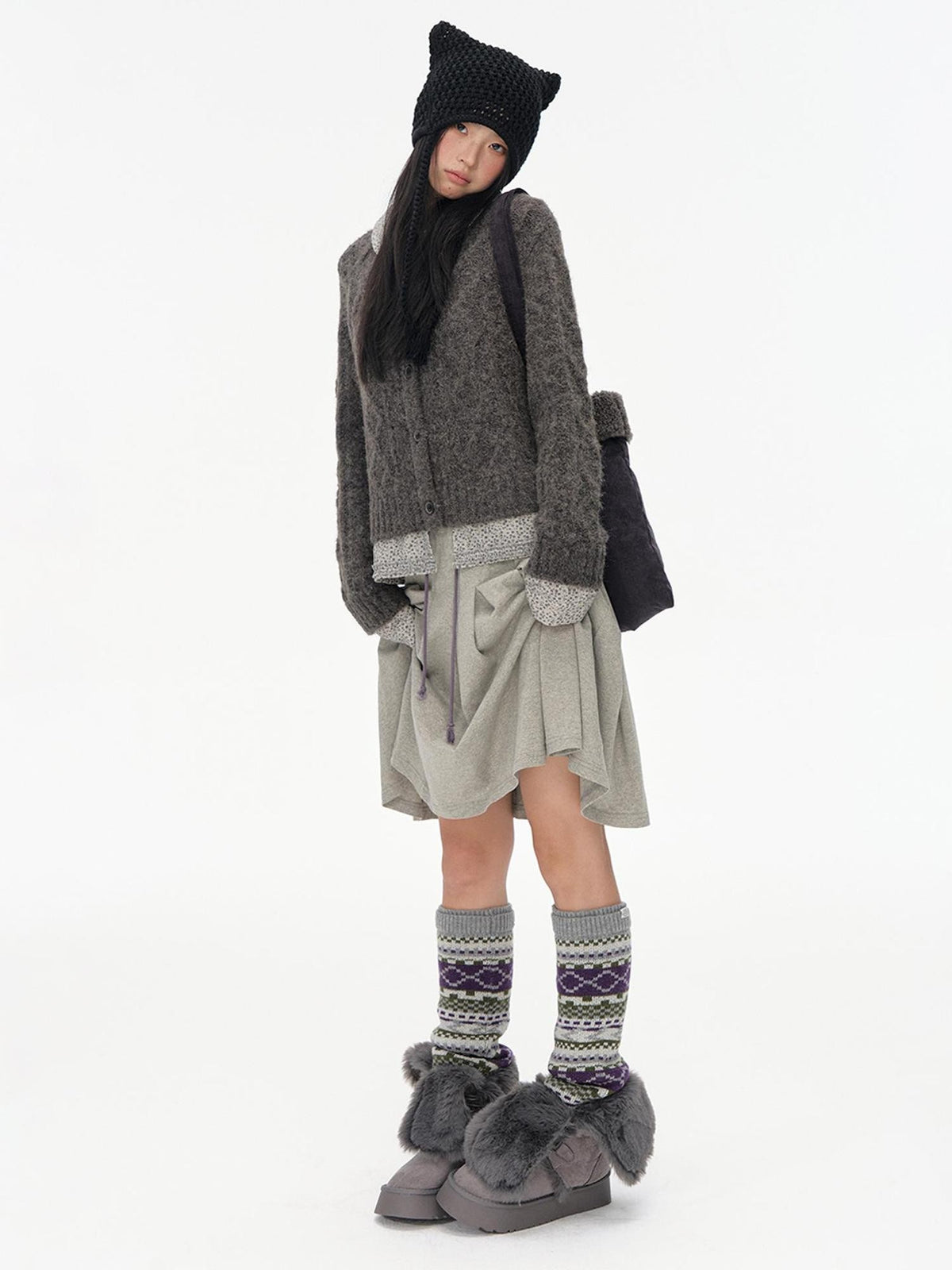 NAPSNAPS Fair Isle Jacquard Chunky Knit Wool Women&
