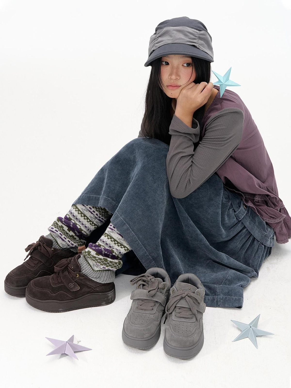 NAPSNAPS Fair Isle Jacquard Chunky Knit Wool Women&