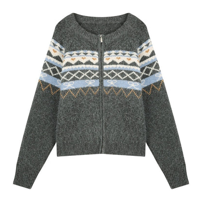 NAPSNAPS_Fair_Isle_Jacquard_Round_Neck_Zipper_Knitted_Women&