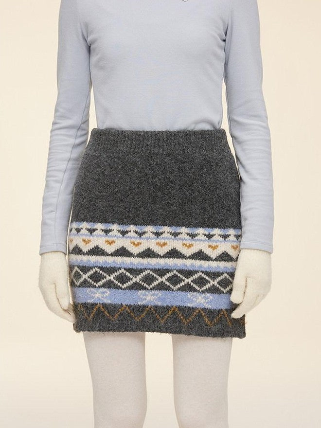 NAPSNAPS Fair Isle Jacquard Round Neck Zipper Knitted Women&