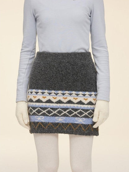 NAPSNAPS Fair Isle Jacquard Round Neck Zipper Knitted Women&