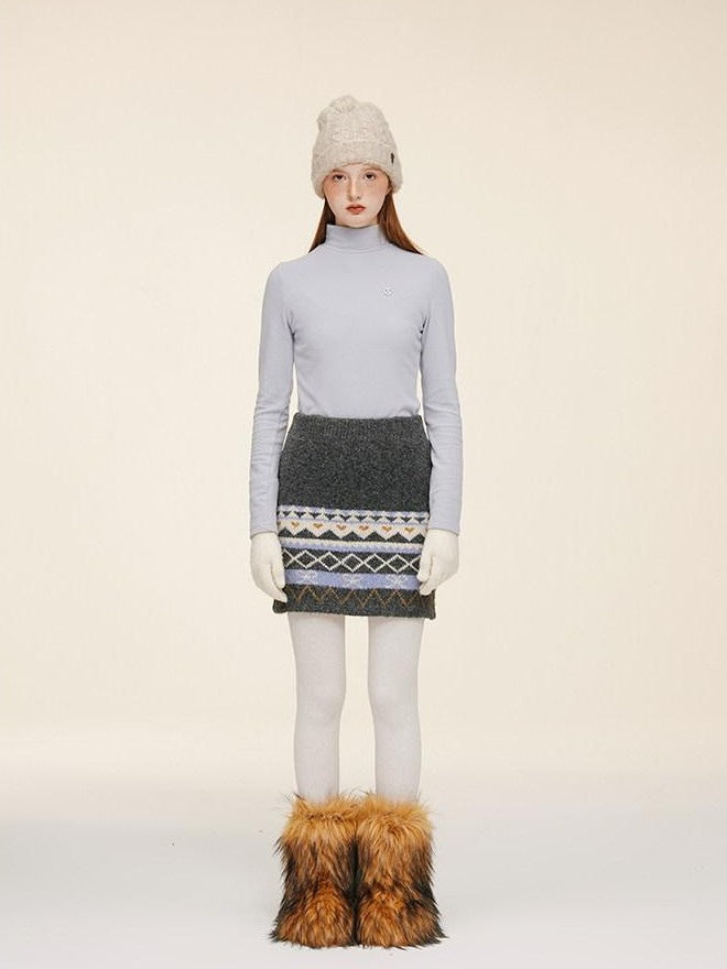 NAPSNAPS Fair Isle Jacquard Round Neck Zipper Knitted Women&