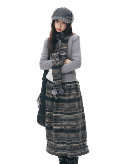 NAPSNAPS Fair Isle Patchwork Knit Slim Crewneck Women&