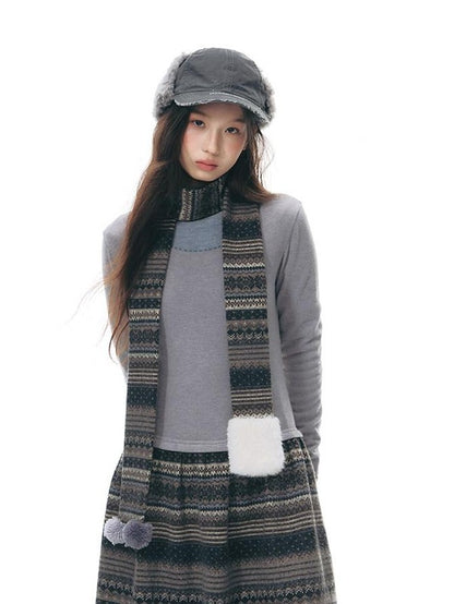 NAPSNAPS Fair Isle Patchwork Knit Slim Crewneck Women&