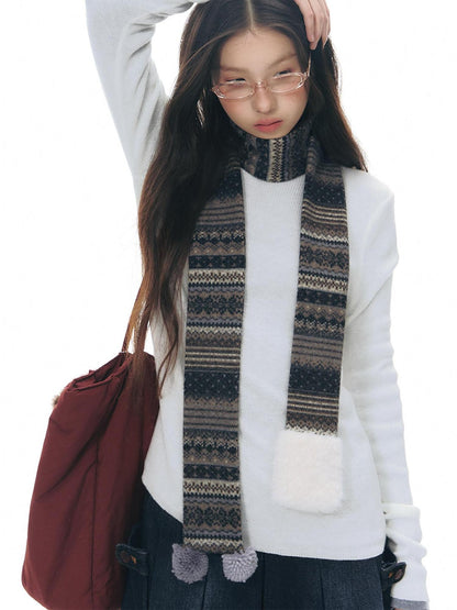 NAPSNAPS Fair Isle Patchwork Knit Slim Crewneck Women&