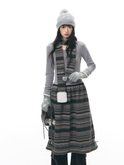 NAPSNAPS Fair Isle Patchwork Knit Slim Crewneck Women&