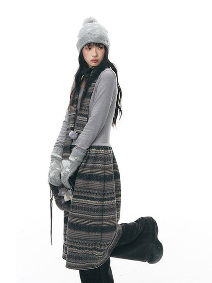 NAPSNAPS Fair Isle Patchwork Knit Slim Crewneck Women&