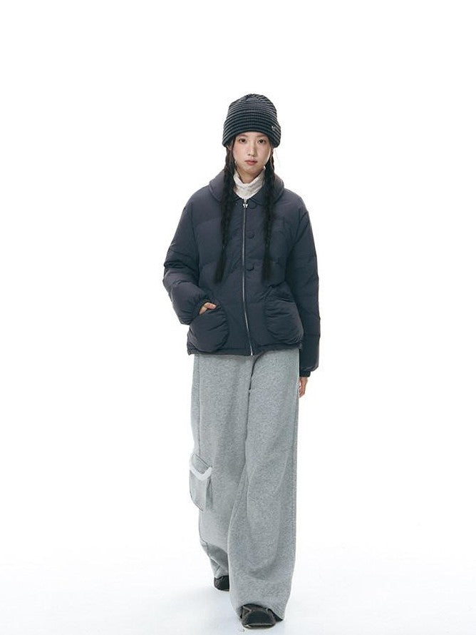NAPSNAPS Faux Fur Collar Applique Embroidery Zip Front Women&