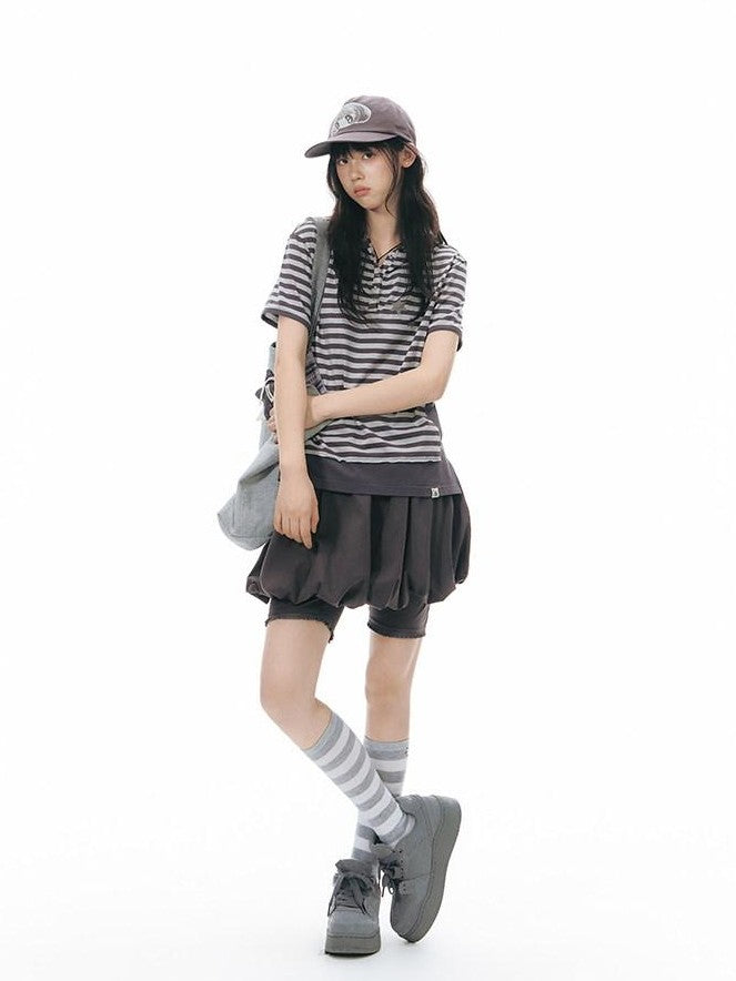 NAPSNAPS Faux Two Piece Bubble Skirt Knit Women&