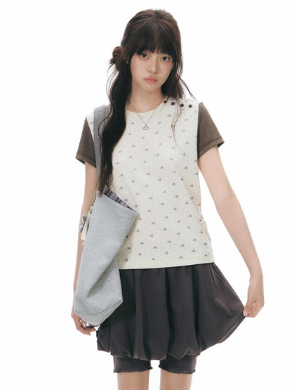 NAPSNAPS Faux Two Piece Bubble Skirt Knit Women&
