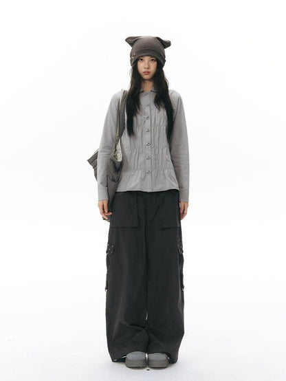 NAPSNAPS Five Star Embroidered Low Rise Wide Leg Women&