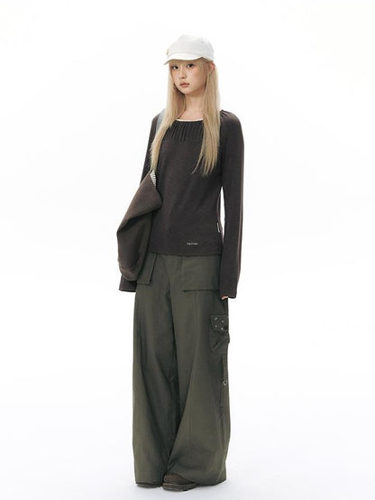 NAPSNAPS Five Star Embroidered Low Rise Wide Leg Women&