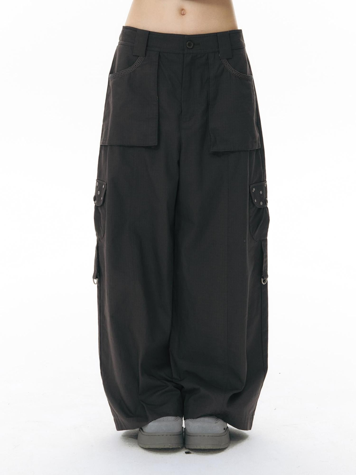 NAPSNAPS Five Star Embroidered Low Rise Wide Leg Women&