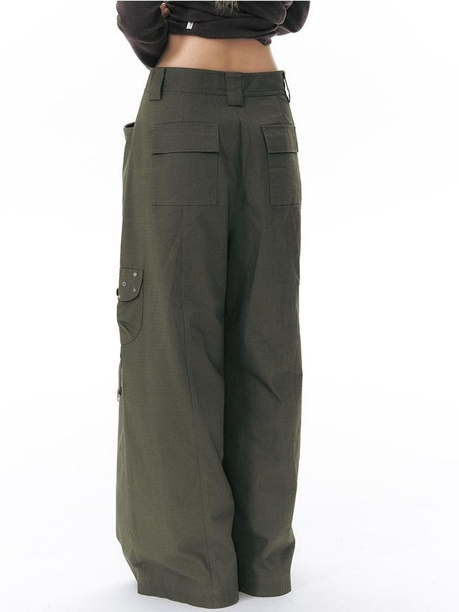 NAPSNAPS Five Star Embroidered Low Rise Wide Leg Women&