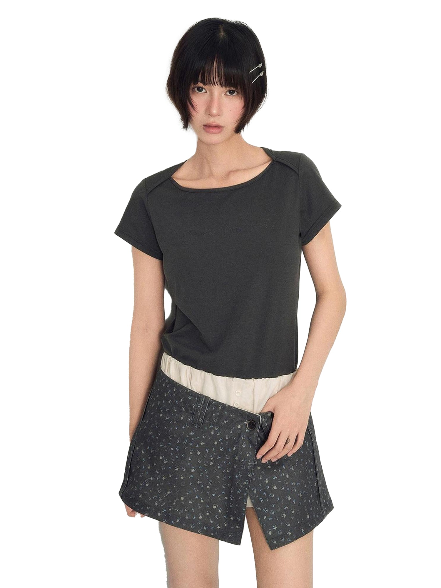 NAPSNAPS Floral Front Slit One Piece Utility A Line Women&