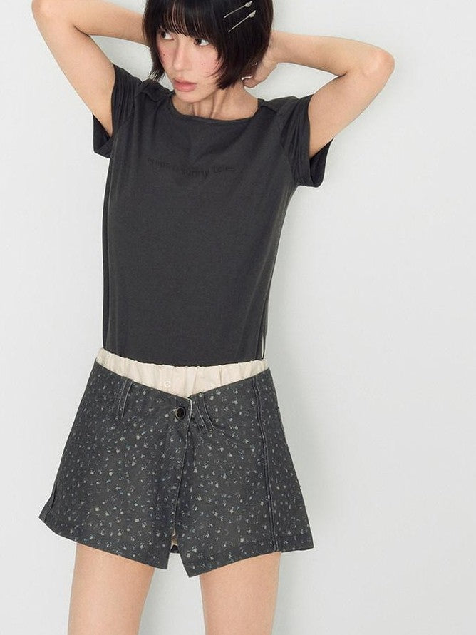 NAPSNAPS Floral Front Slit One Piece Utility A Line Women&