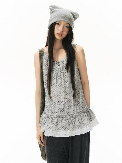 NAPSNAPS Floral Jacquard Patchwork Lace Trim Women&