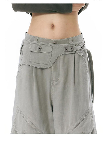 NAPSNAPS Floral Print Distressed Wide Leg Cotton Women&